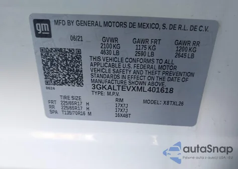 2021 GMC Terrain Awd Sle from USA, damaged, VIN 3GKALTEVXML401618